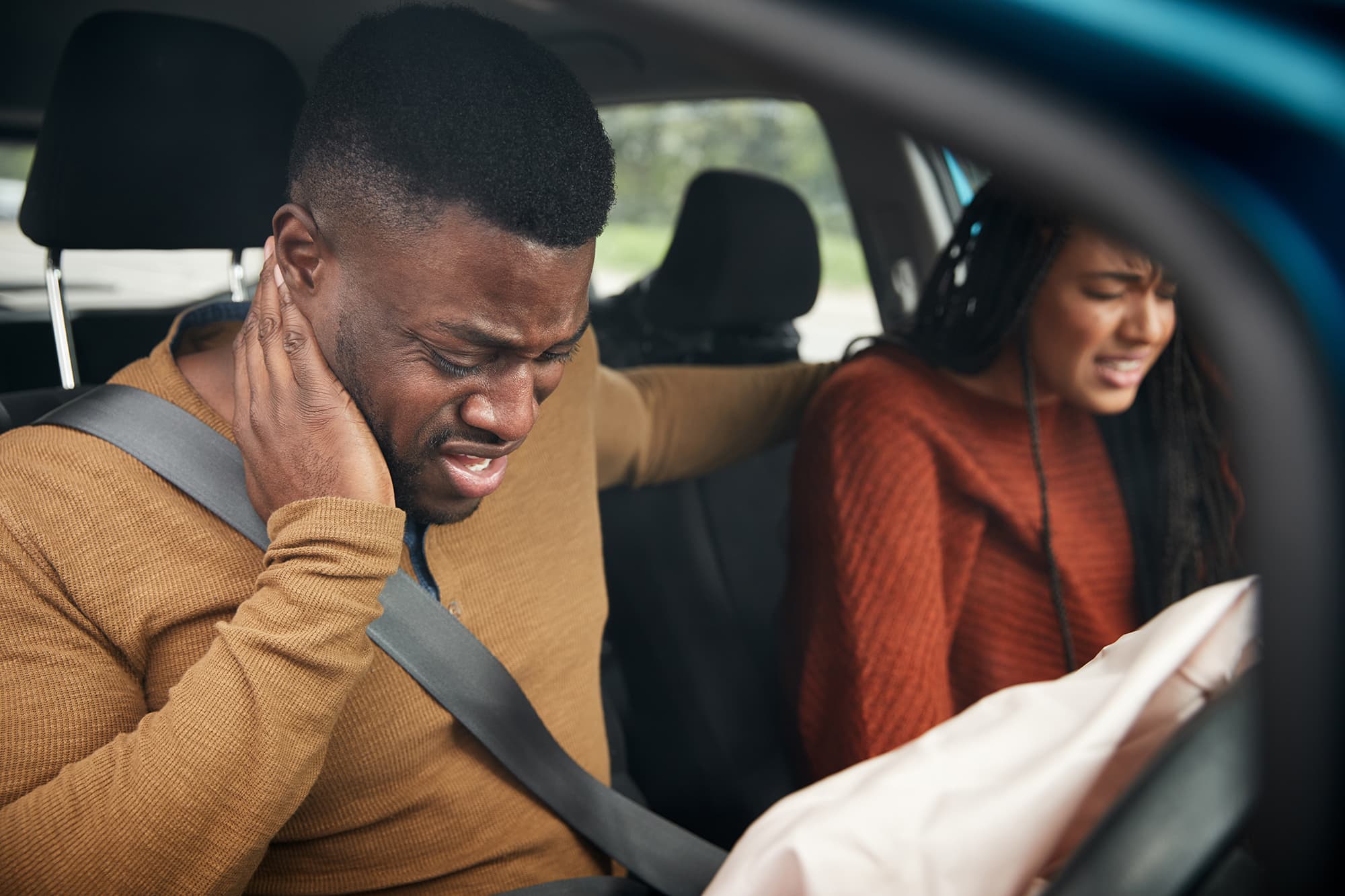 Patients after a car accident receiving care